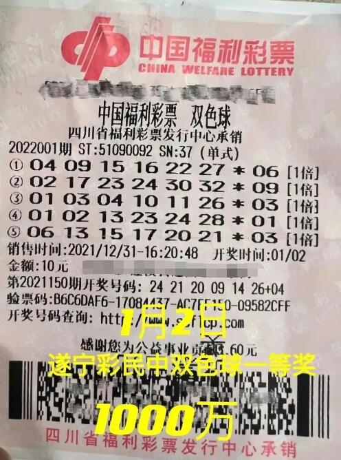 超值新年“红包” 四川女彩民喜领1000万双色球大奖