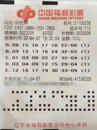 辽宁省辽阳彩友花费10元喜中双色球36万元