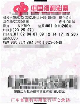 随手一写，广东珠海福彩竟中今年首注双色球头奖