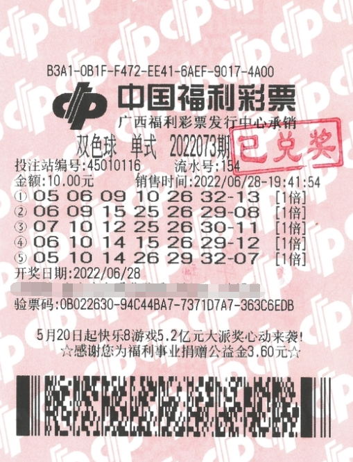 旧号也能创奇迹！ 广西南宁一购彩者喜中双色球821万元