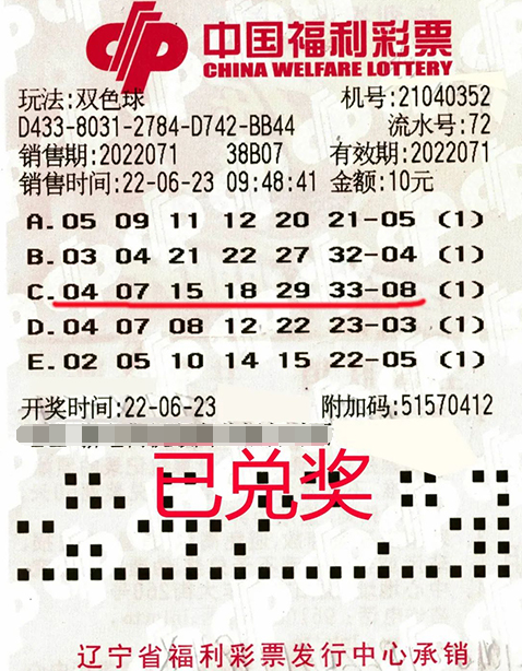 辽宁抚顺彩友守号十余载终获双色球奖金18万
