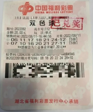 湖北恩施彩民2注5倍投注，拿下双色球2902万元大奖
