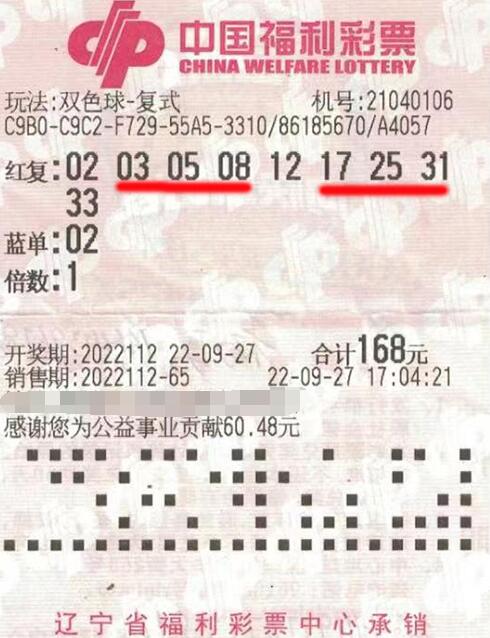 辽宁抚顺彩友喜获双色球二等奖16万多元