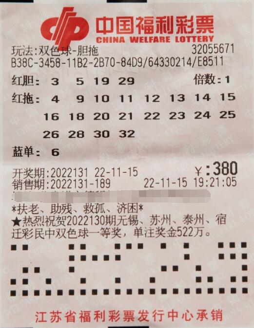 十年磨一剑 江苏苏州彩民喜中双色球大奖823万多元