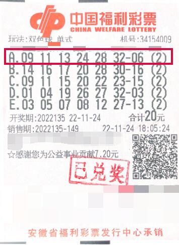 安徽双色球1892万元大奖得主：理性购彩遇幸运