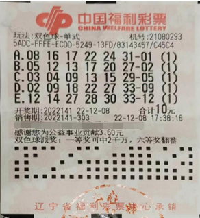 双色球大派奖活动期间辽宁营口彩友中出第四个二等奖