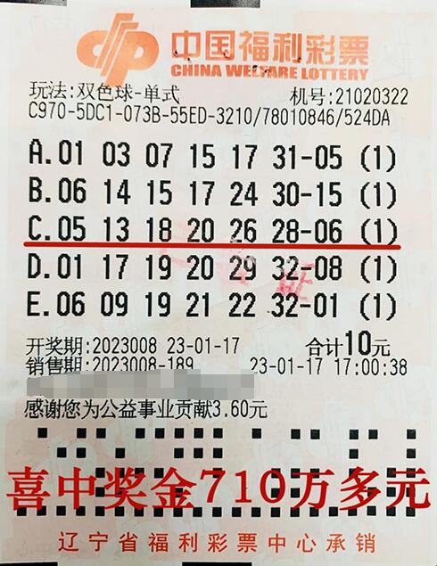 新年“兔”然暴富，辽宁大连彩友收获双色球710万大奖
