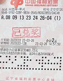自选机选都中奖 辽宁沈阳两位购彩者领取双色球二等奖