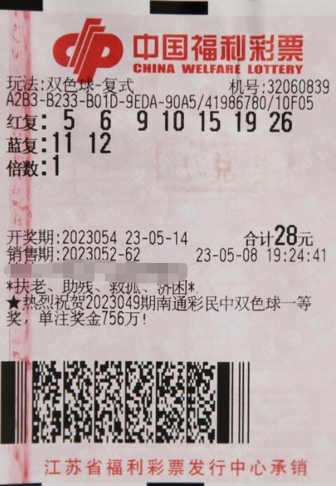 坚持梦想 改变生活 江苏南通彩民击中双色球723万多元