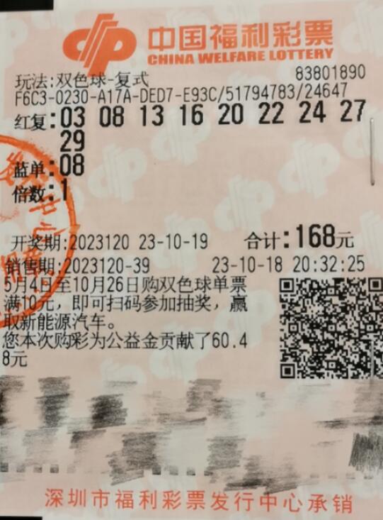 广东彩民获双色球一等奖总奖金612万多元