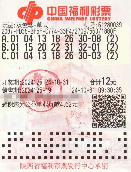 陕西杨陵彩民守中双色球1420万