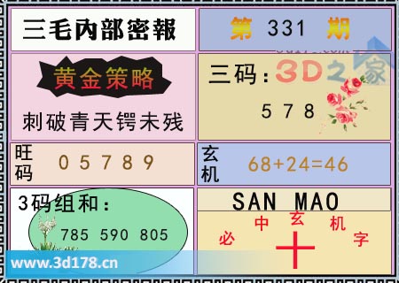 3d第2025331期三毛内部密报图必中玄机字:十