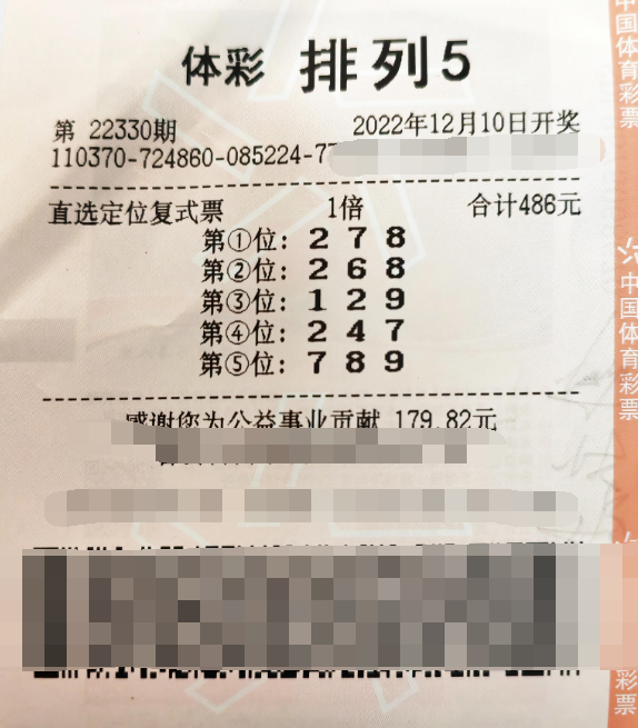 采用定位复式投注 山东菏泽购彩者喜中排列5