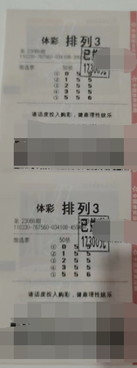 浙江温州购彩者中“排列3”34600元