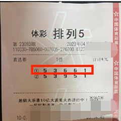浙江台州购彩者喜中“排列5”大奖100000元！