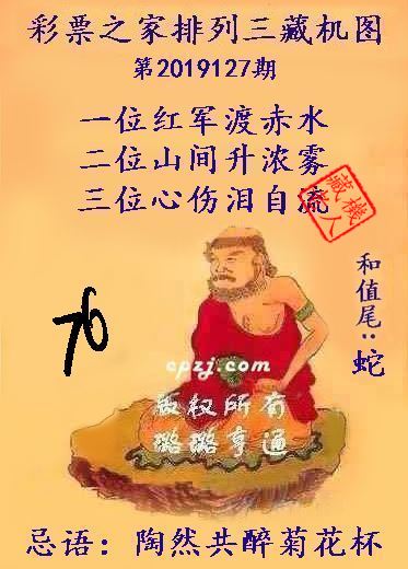 排列三第2019127期藏机图谜：陶然共醉菊花杯