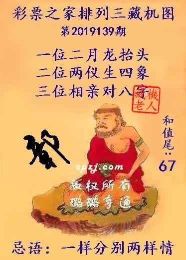 排列三第2019139期藏机图谜：一样分别两样情