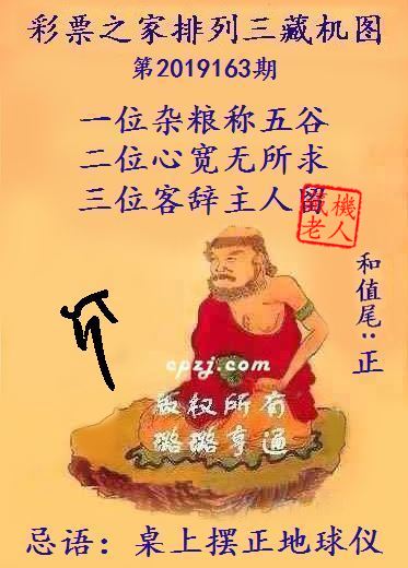 排列三第2019163期藏机图谜：桌上摆正地球仪