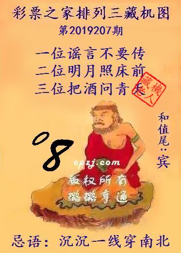 排列三第2019207期藏机图谜：沉沉一线穿南北