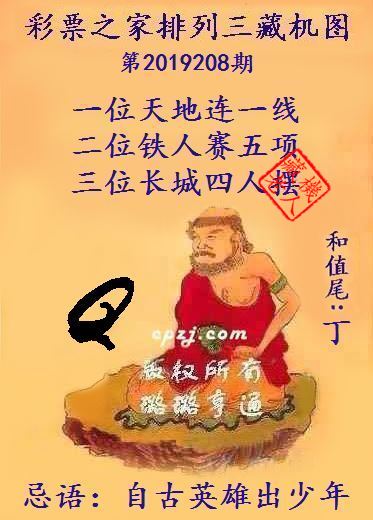 排列三第2019208期藏机图谜：自古英雄出少年