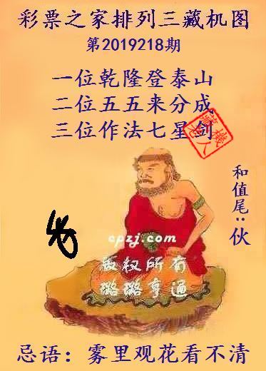 排列三第2019218期藏机图谜：雾里观花看不清