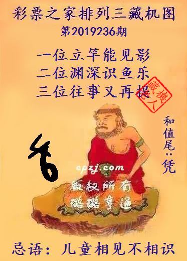 排列三第2019236期藏机图谜：儿童相见不相识