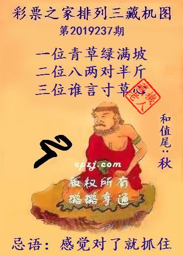 排列三第2019237期藏机图谜：感觉对了就抓住