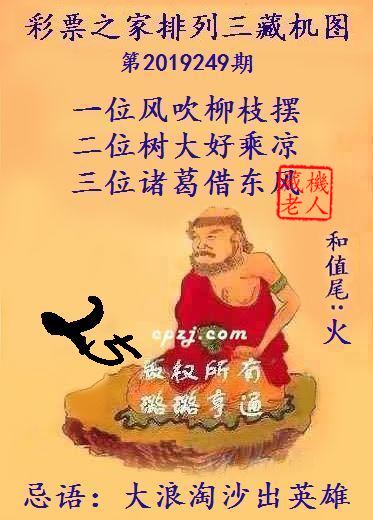 排列三第2019249期藏机图谜：大浪淘沙出英雄