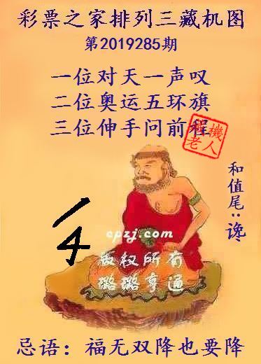 排列三第2019285期藏机图谜：福无双降也要降