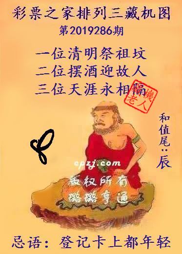 排列三第2019286期藏机图谜：登记卡上都年轻