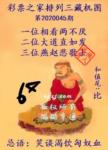 排列三第2020045期藏机图谜：笑谈渴饮匈奴血