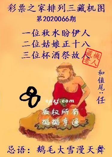 排列三第2020066期藏机图谜：鹅毛大雪漫天舞