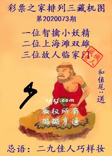 排列三第2020073期藏机图谜：二九佳人巧样妆