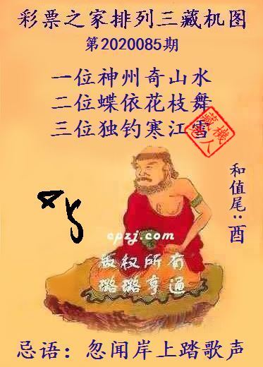 排列三第2020085期藏机图谜：忽闻岸上踏歌声