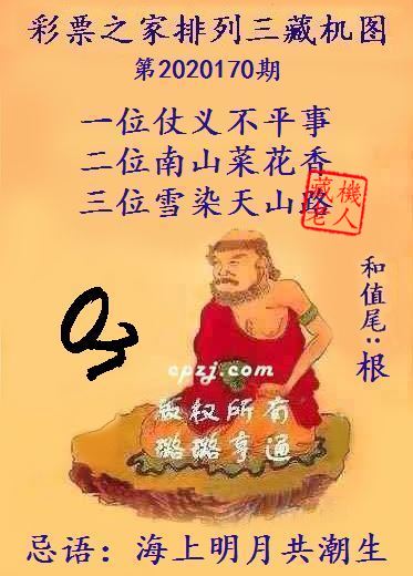排列三第2020170期藏机图谜：海上明月共潮生