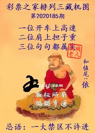 排列三第2020185期藏机图谜：一大禁区不许进