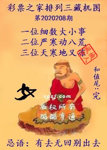 排列三第2020208期藏机图谜：有去无回别出去