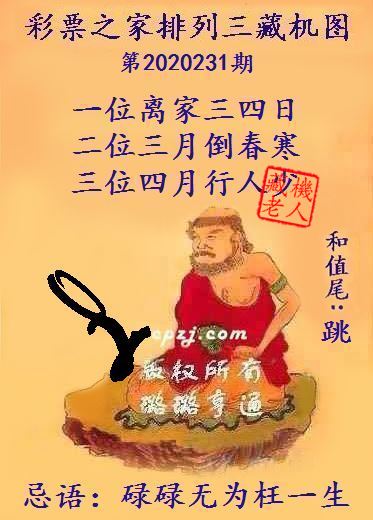 排列三第2020231期藏机图谜：碌碌无为枉一生