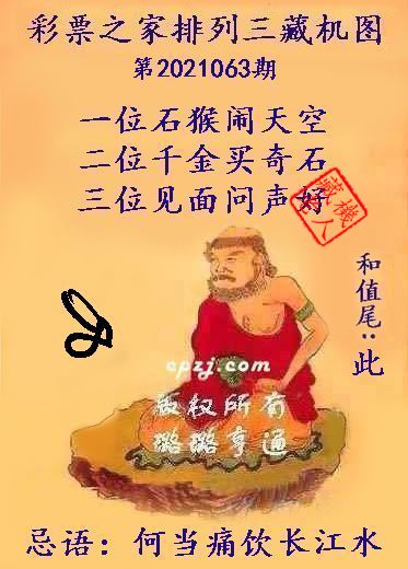 排列三第2021063期藏机图谜：何当痛饮长江水