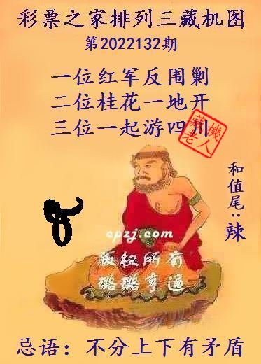 排列三第2022131期藏机图谜：不分上下有矛盾