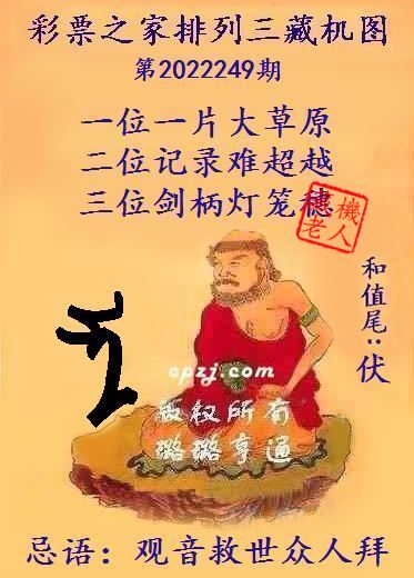 排列三第2022249期藏机图谜：观音救世众人拜