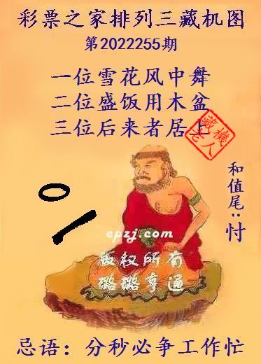 排列三第2022255期藏机图谜：分秒必争工作忙