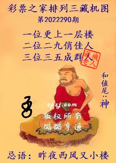 排列三第2022290期藏机图谜：昨夜西风又小楼