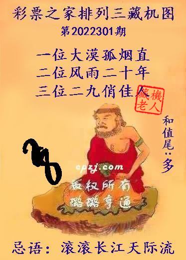 排列三第2022301期藏机图谜：滚滚长江天际流