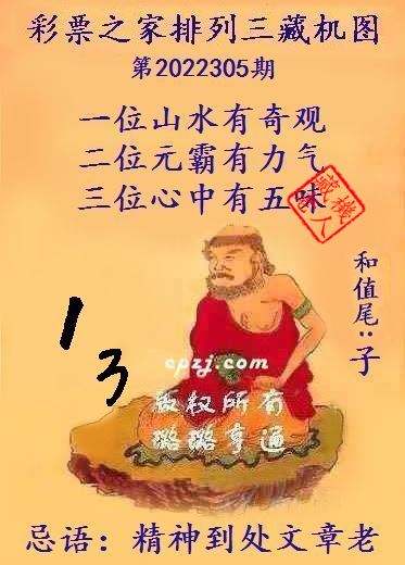 排列三第2022305期藏机图谜：精神到处文章老