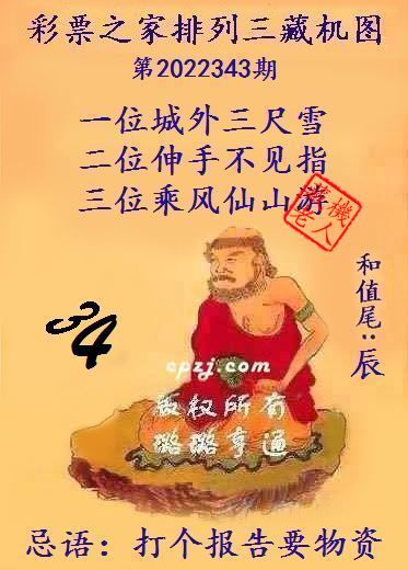 排列三第2022343期藏机图谜：打个报告要物资