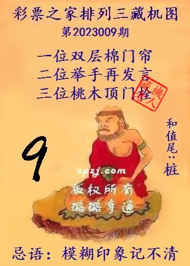 排列三第2023009期藏机图谜：模糊印象记不清