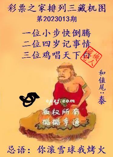 排列三第2023013期藏机图谜：你滚雪球我烤火