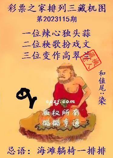 排列三第2023115期藏机图谜：海滩躺椅一排排