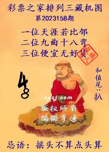 排列三第2023158期藏机图谜：摇头不算点头算
